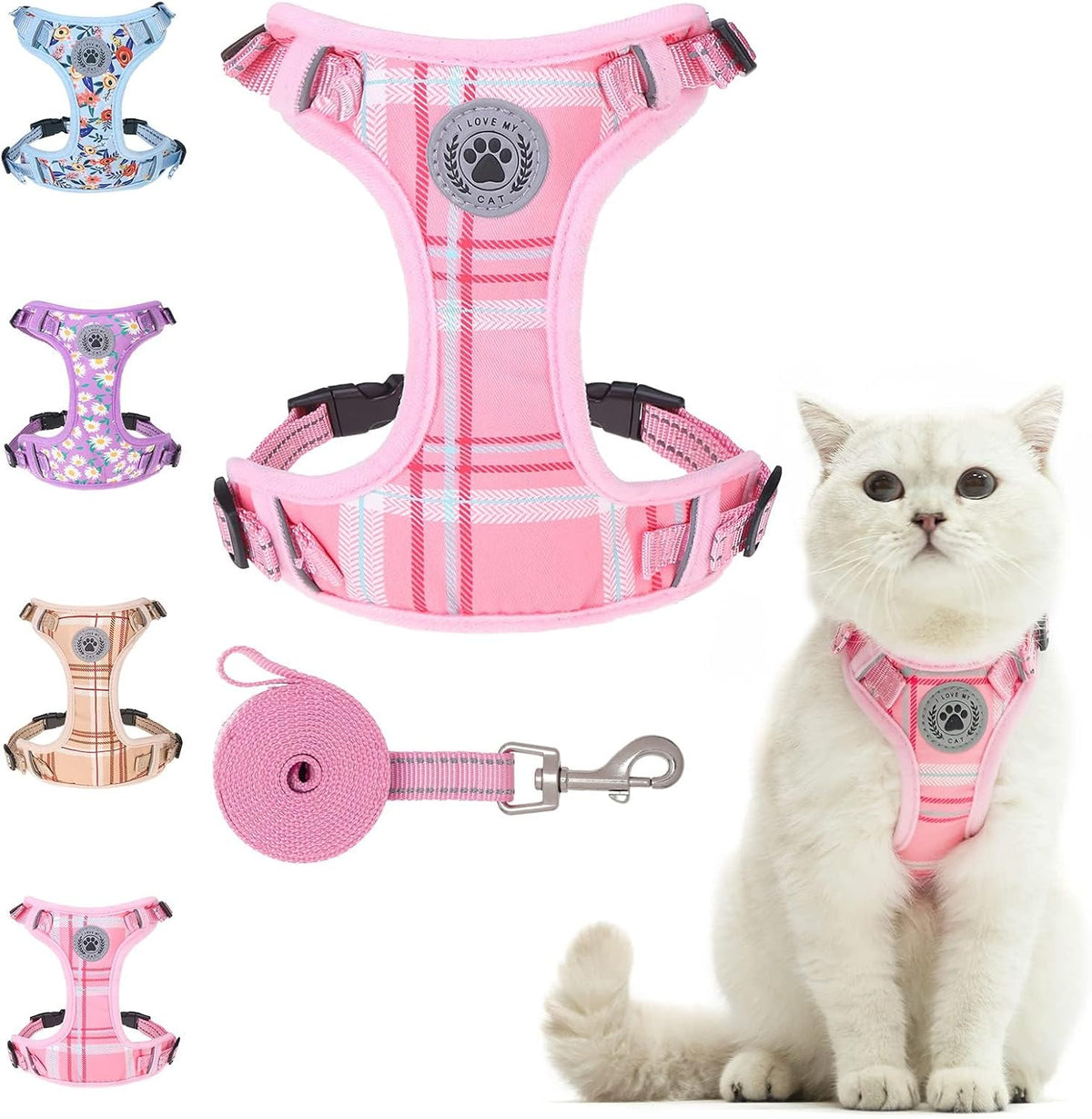 BEAUTYZOO Cat Harness and Leash Set for Walking Escape Proof, Neck Release Adjustable Harness for Kitten Puppy Small Medium Large Cats, Soft Cute Easy Control Small Cat Harness for Cats Boy and Girls - Image 11