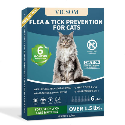 VICSOM flea treatment for cats 6 month supply front view pack packaging