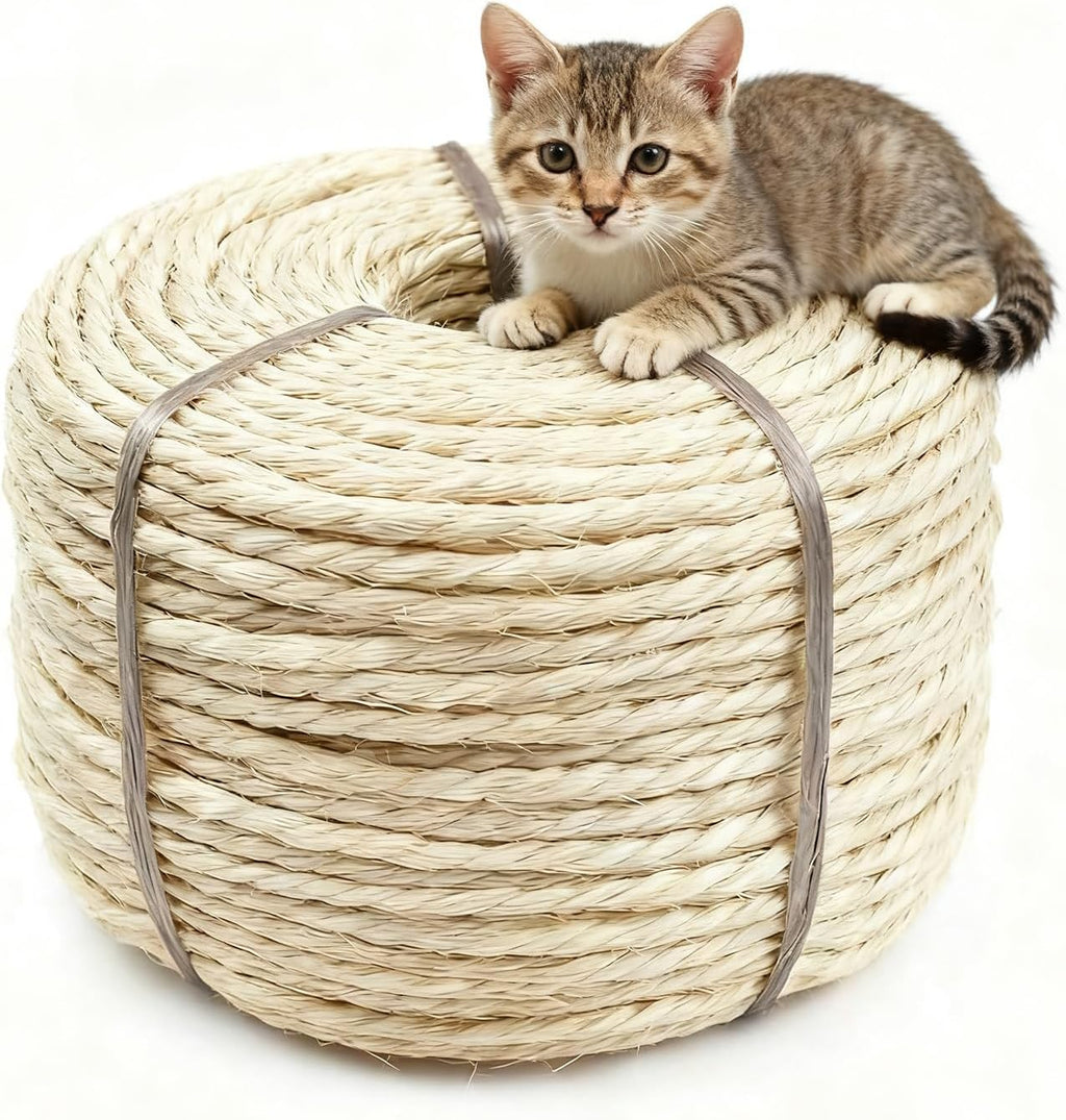 164Ft Sisal Rope for Cat Tree & Scratching Post Replacement, Scratcher Rope to Refresh Cat Furniture, Durable Cat Scratching Rope - Image 9