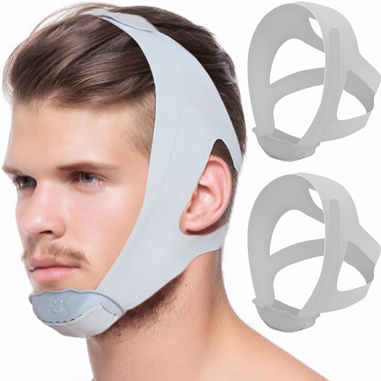 Anggrek anti snoring chin strap 2 pack front view for sleep support