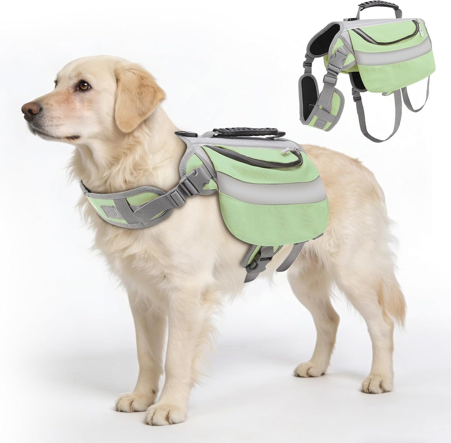 Rosvola dog vest harness backpack front view on an active dog breed