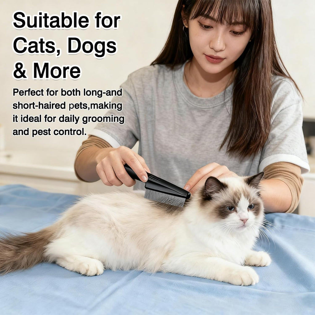 Three piece pet grooming kit with non-slip handle