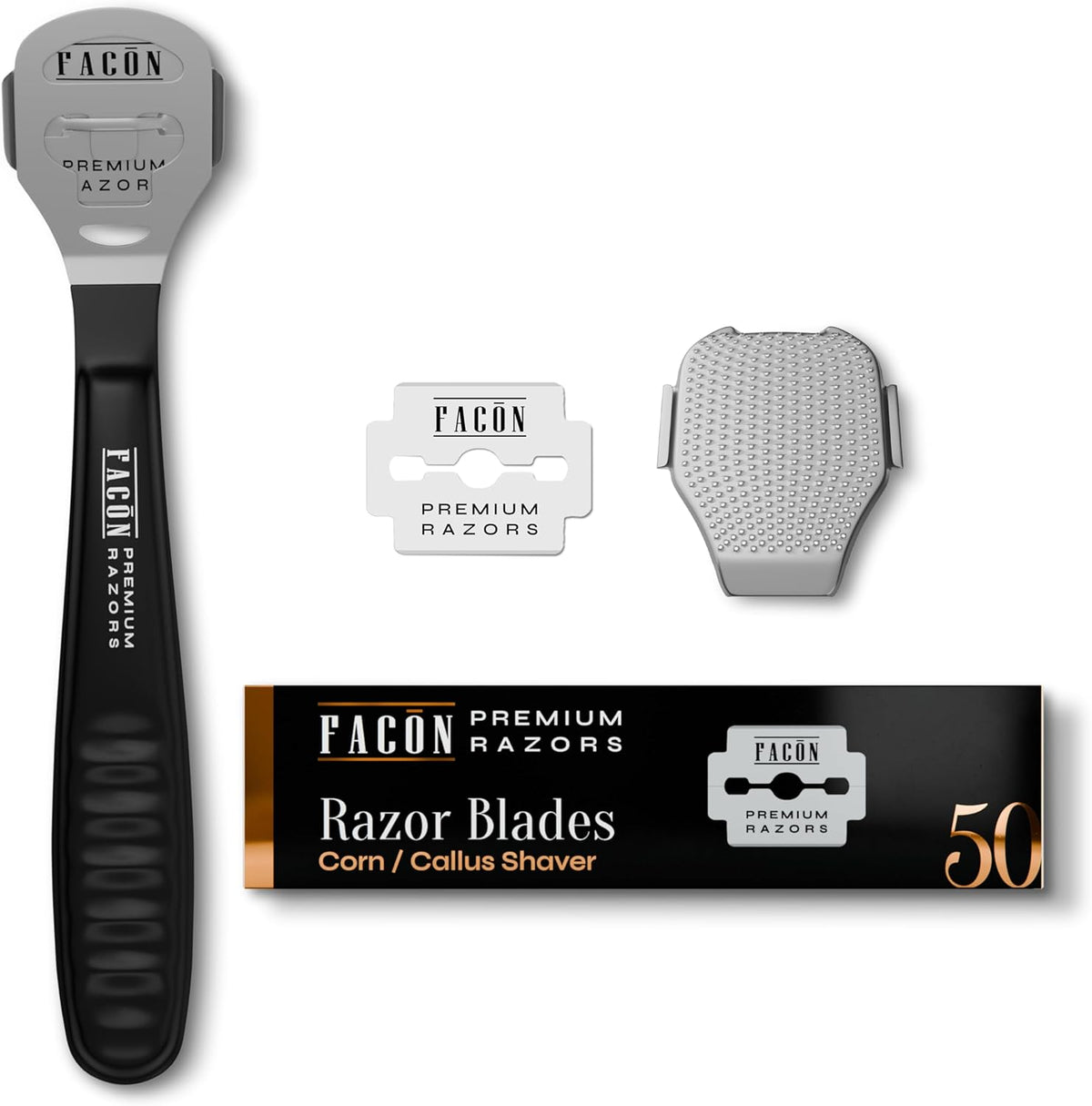 Facón Professional Callus Shaver with 50 blades front view for pedicure