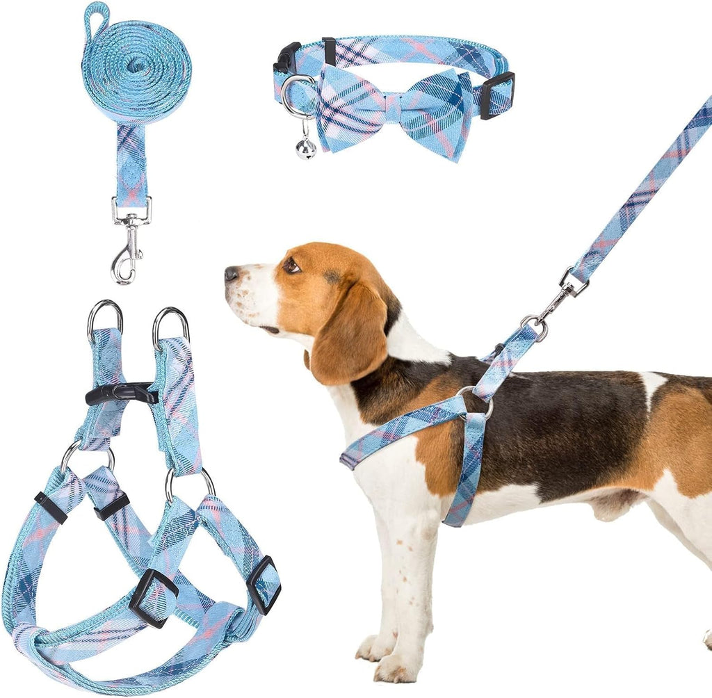 BINGPET Dog Harness Collar Leash Set,Adjustable No Pull Escape Proof Small Dog Harness,Classic Plaid Puppy Harness and Leash Set for Small Medium Large Dogs Training Easy Walk Running(Beige,M) - Image 12