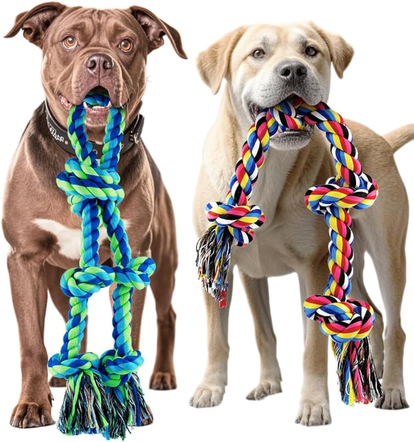 SHARLOVY Large Tough Chew Toys for Aggressive Chewers Large Breed,Heavy Duty Dental Rope Toys Kit for Medium Dogs,5 Knots Indestructible Cotton Puppy Teething Chew Tug Toy Set of 9 - Image 11