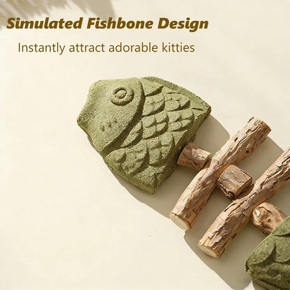 Durable plant based cat dental chew showing scale textured surface details