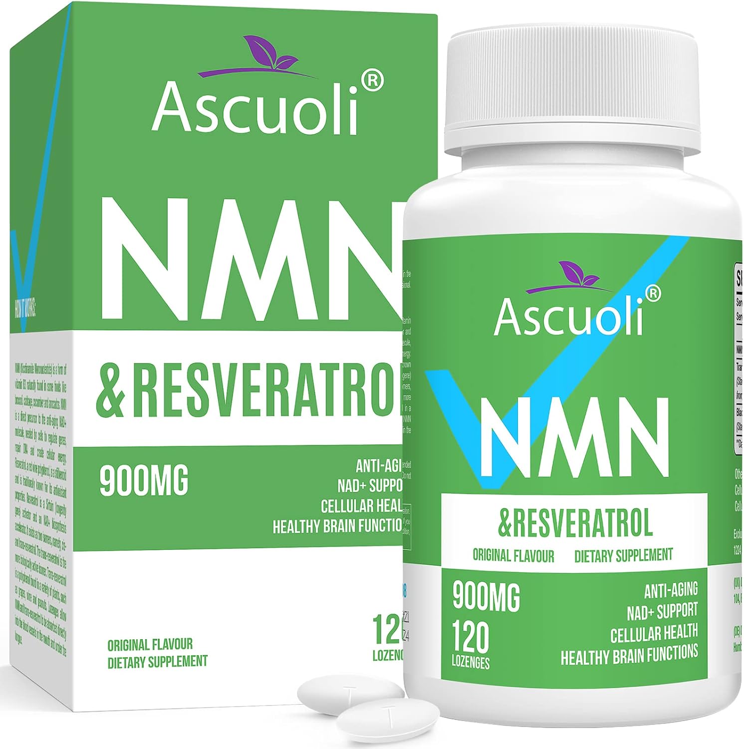 Genobbelly NMN 500mg and Trans-Resveratrol 400mg front view