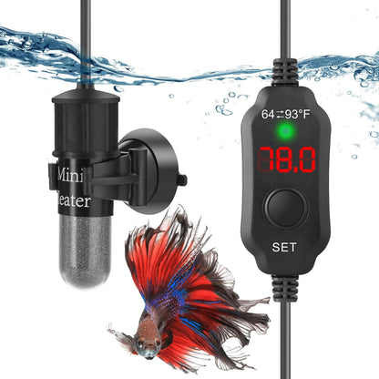 Fumak Super Mini Aquarium Heater front view in packaging