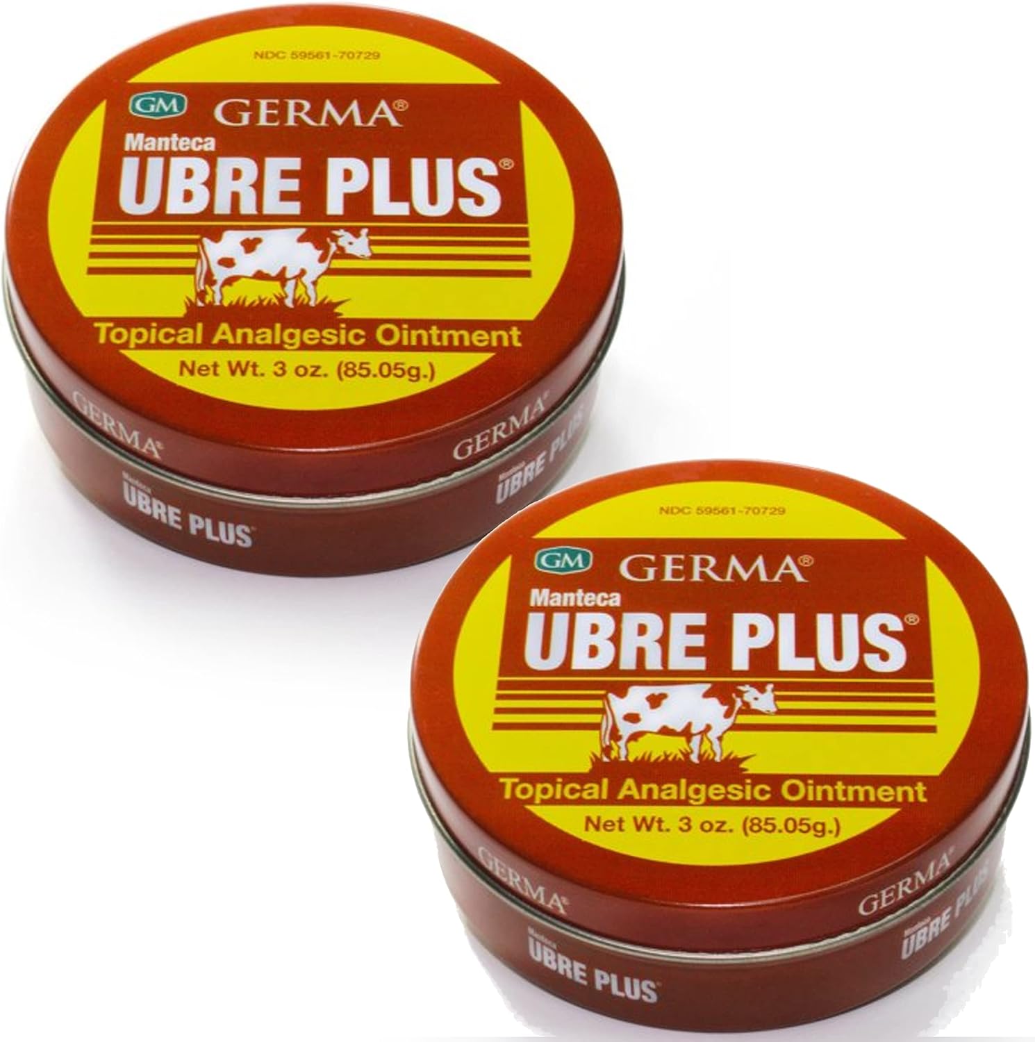 Germa Manteca Ubre Plus Ointment front view of the 3 ounce tin container for deep tissue massage