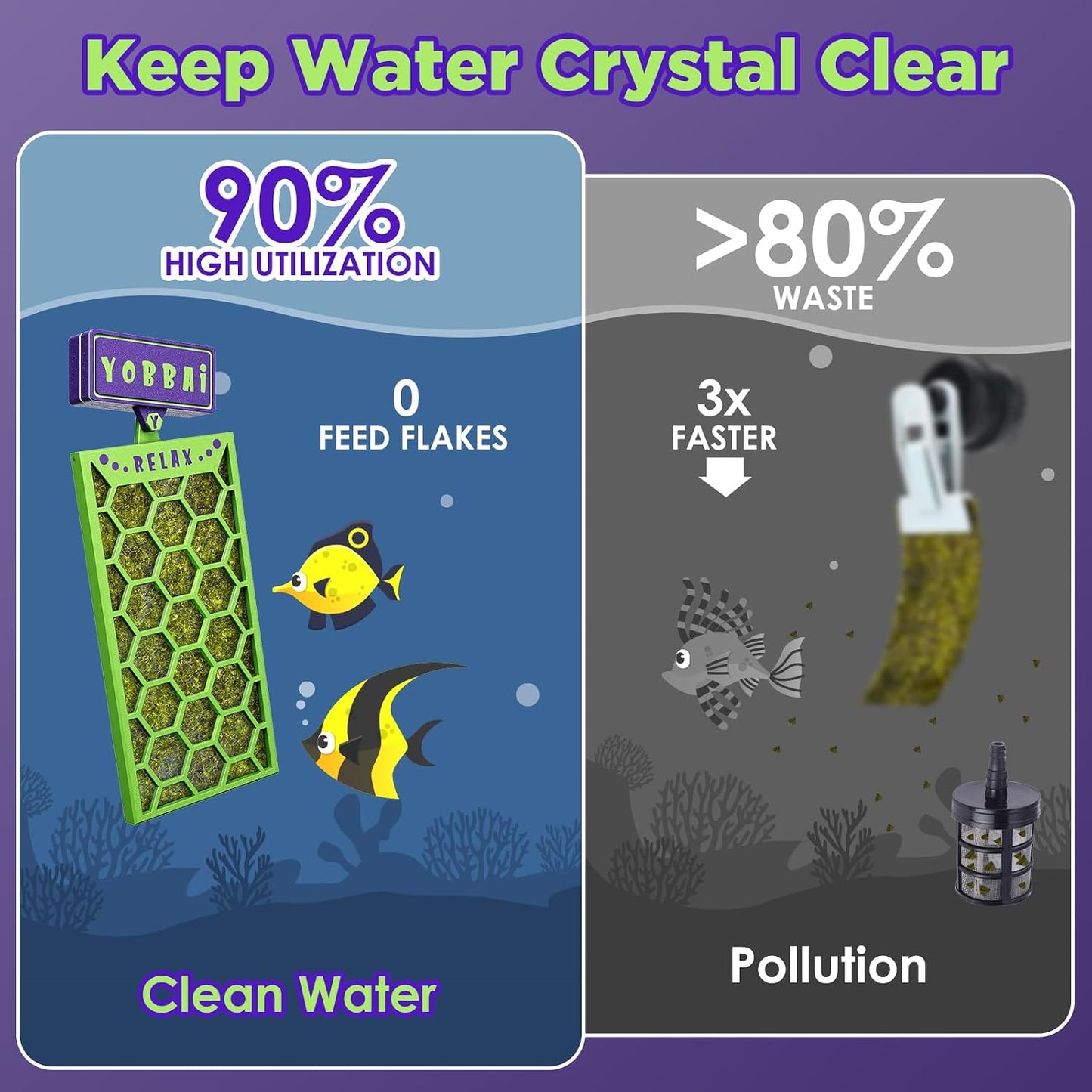 YOBBAI magnetic nori clip attached to saltwater fish tank glass