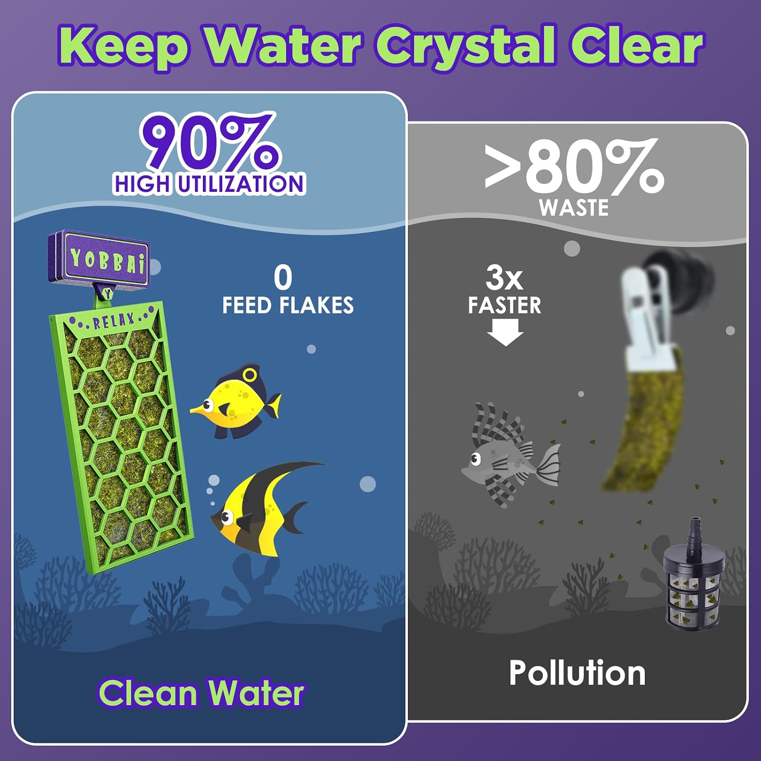 YOBBAI magnetic nori clip attached to saltwater fish tank glass
