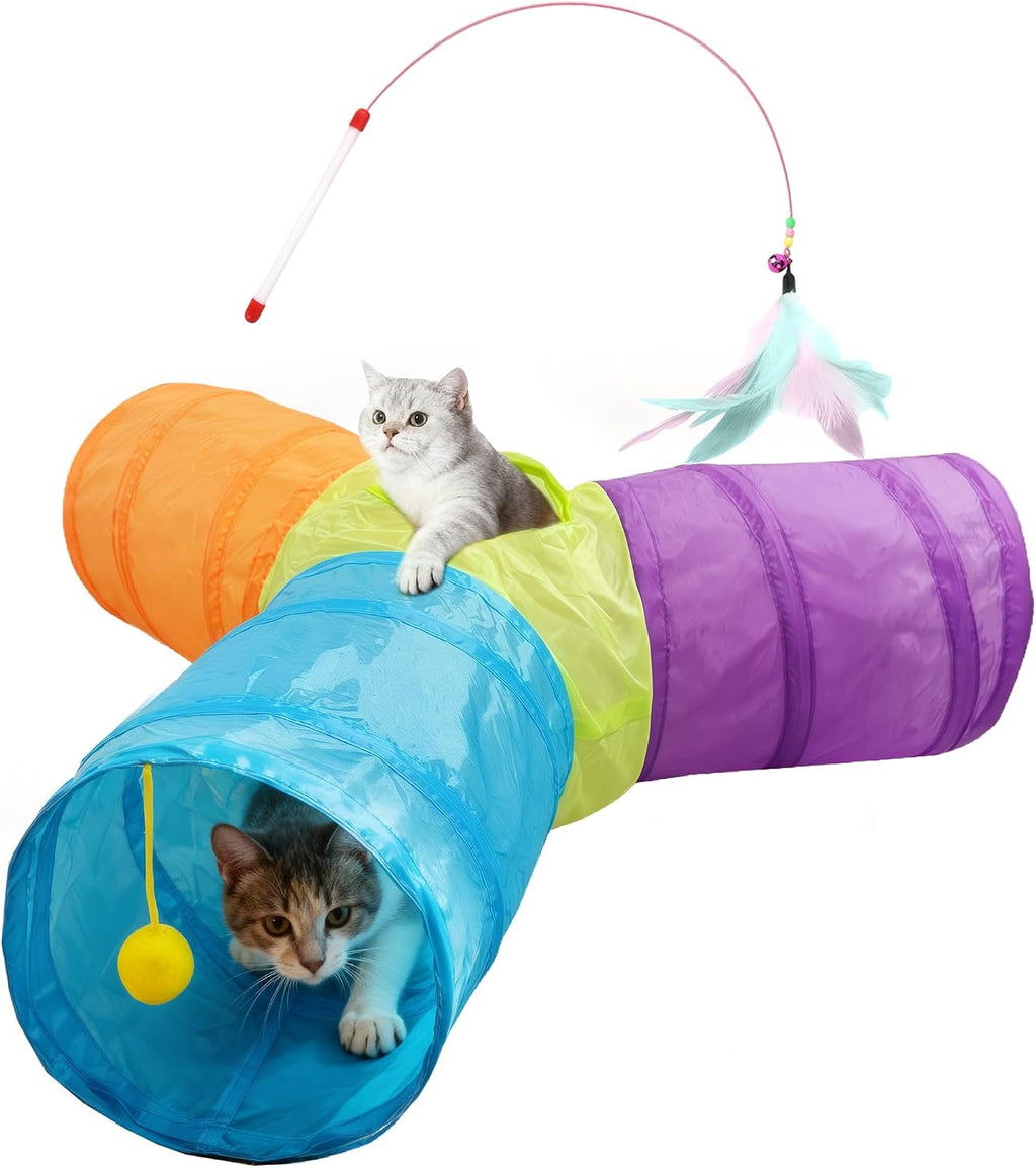 Cat Tunnel,3 Way Cat Toys,Tree Trunk Cat Tunnels for Indoor, Cat Maze for Kitty, Puppy, Kitten,Rabbit to Chase and Play, Collapsible Tube, Easy to Store Kitten Tunnel,L59,Tree Design Gift - Image 11