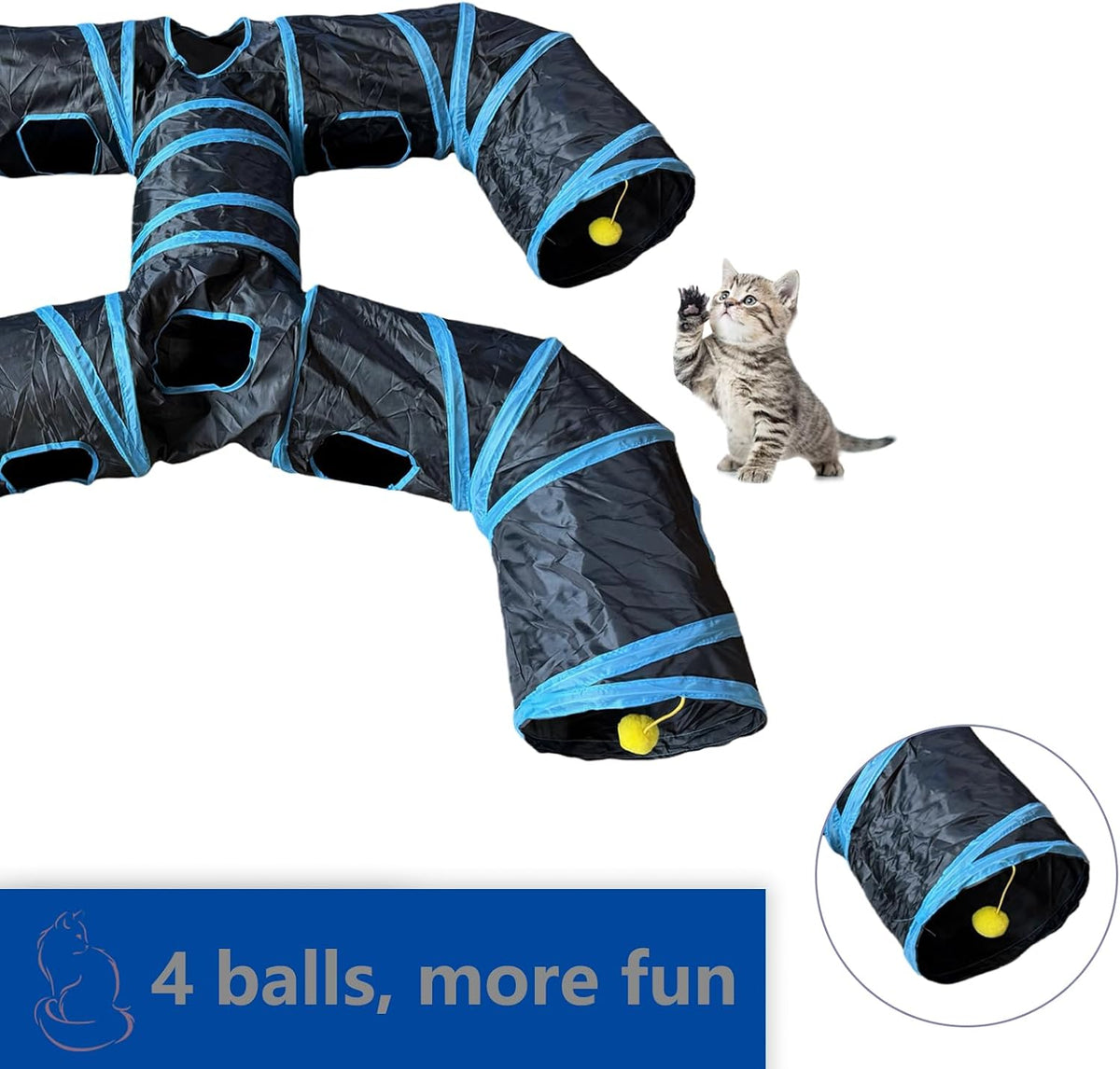 Side view of the H-shape multi-pet tunnel layout suitable for indoor kittens, rabbits, and small puppies.