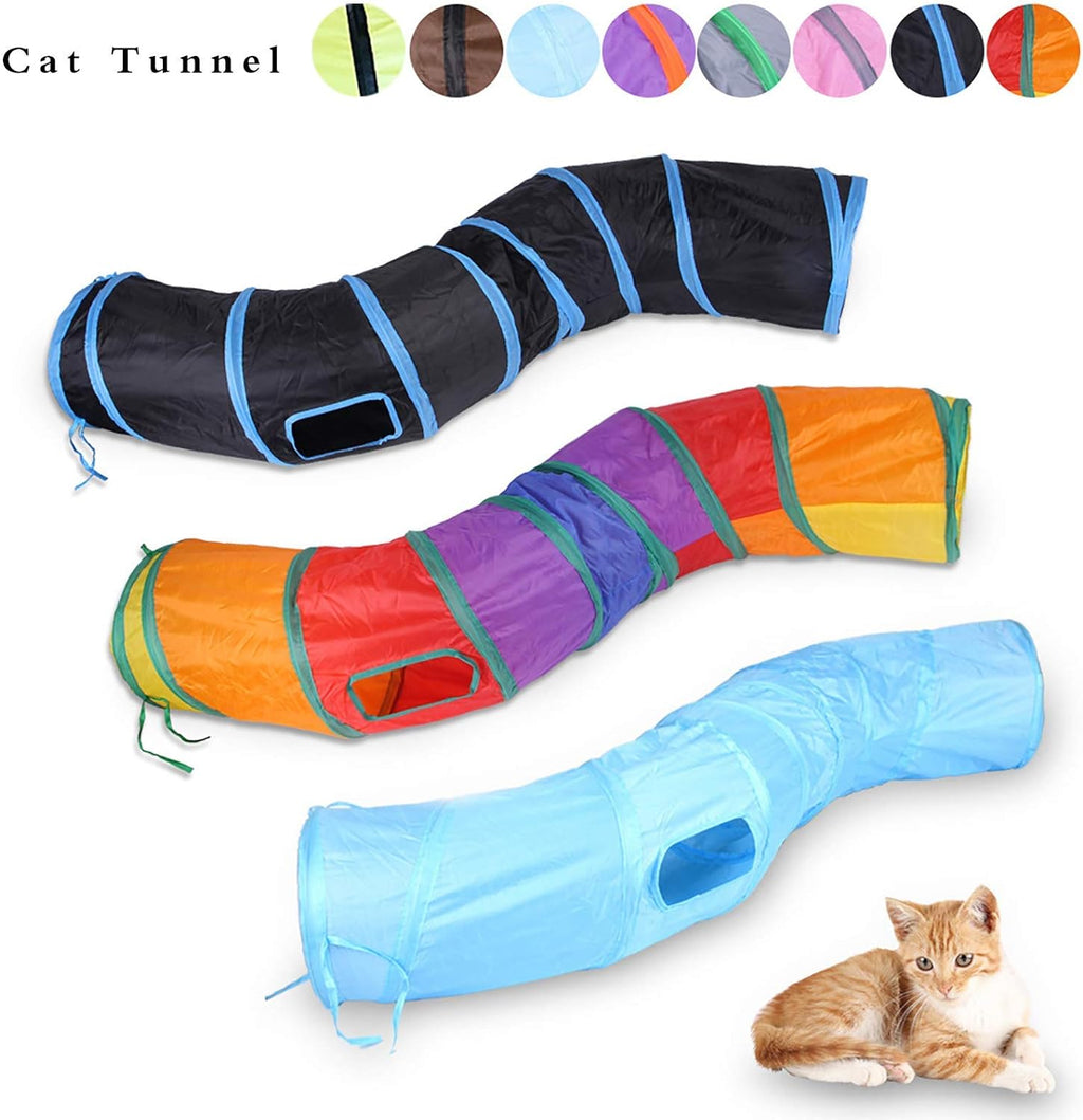 Cat playing inside the 47 inch rainbow crinkle tunnel