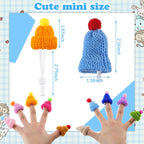 Close-up of handmade wool small animal hat with elastic chin strap