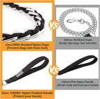 Black nylon padded comfortable handle on S-ETOVUS durable iron link pet training leash