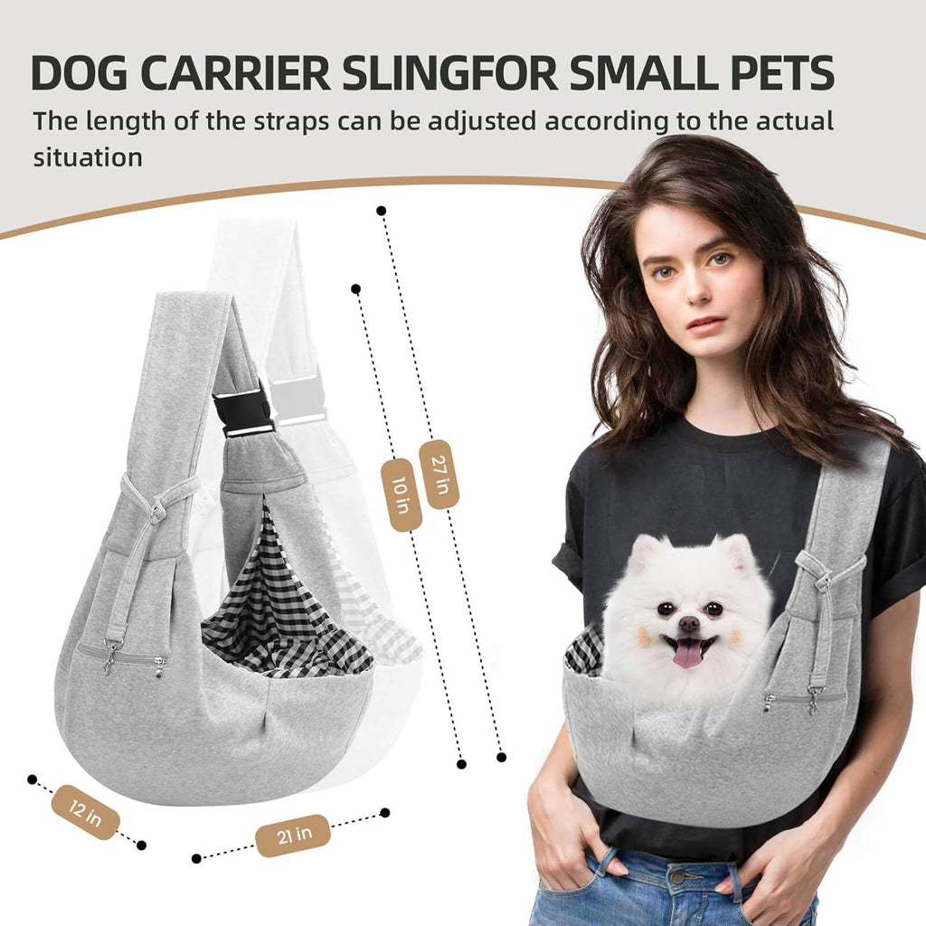 Close up of Riuja pet sling zipper pocket for personal items