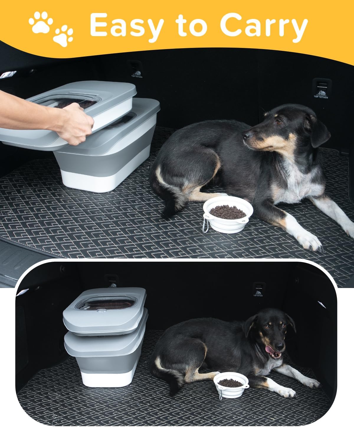 Side profile of Ddmommy pet food storage with handles