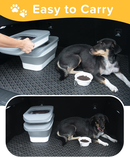 Side profile of Ddmommy pet food storage with handles