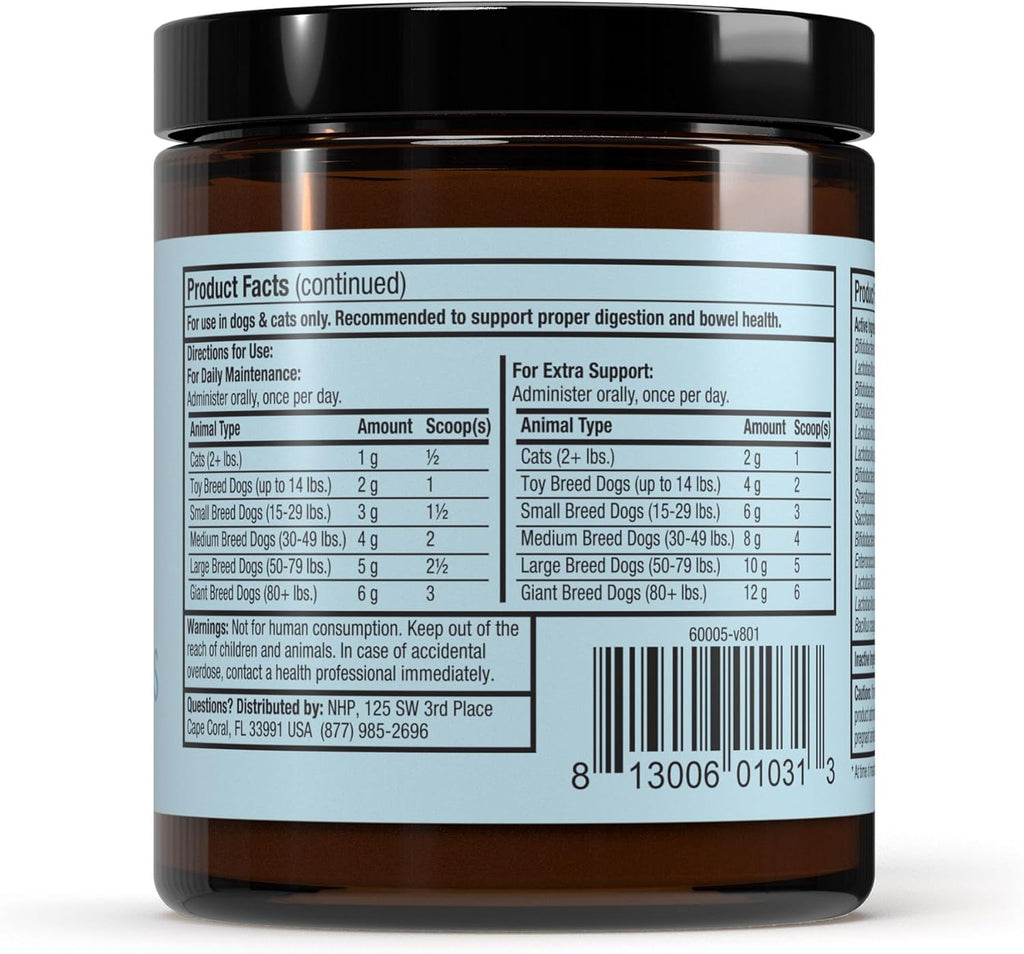 Dr. Mercola authentic USA imported pet gut health supplement detailed side label view