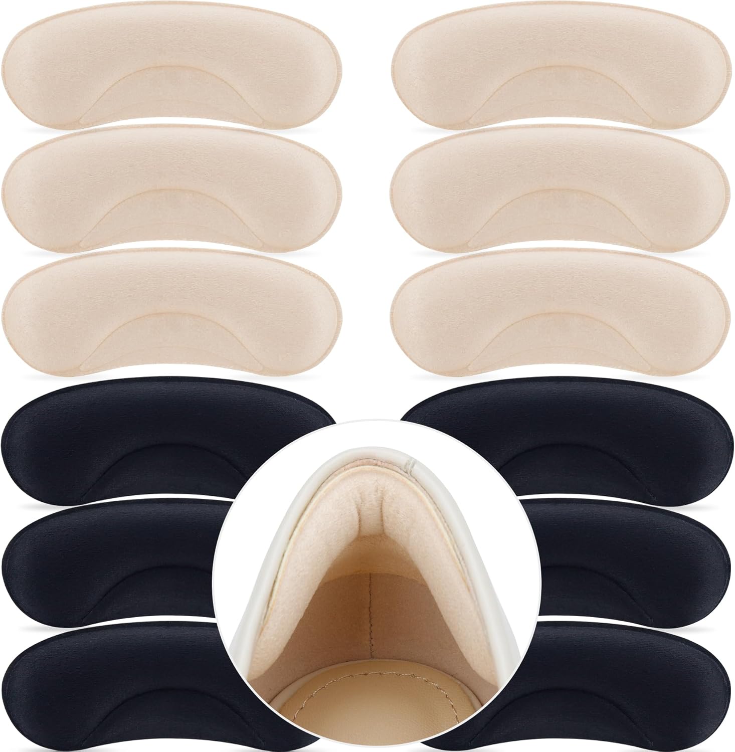 MUKIFINE 6 pairs heel grips pads front view for loose shoe protection