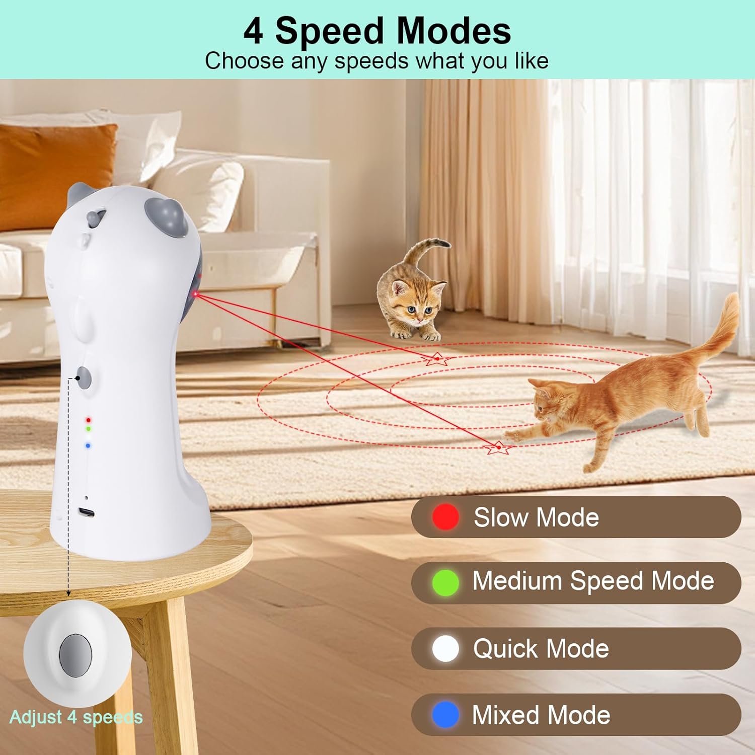 USB Type C charging port close up on the premium quality automated cat toy