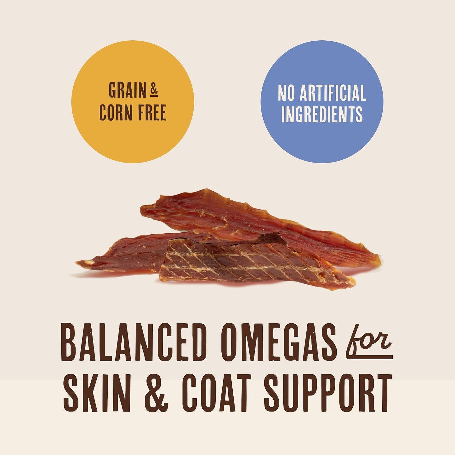 High protein duck jerky strips in a bowl