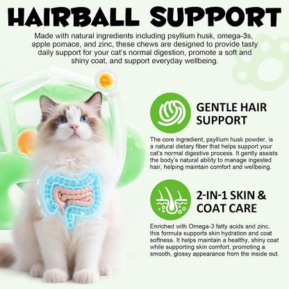 Dual texture crunchy and creamy cat treats for hairball prevention
