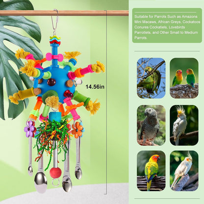Colorful acrylic stick chew toy for African Greys and Conures close up view