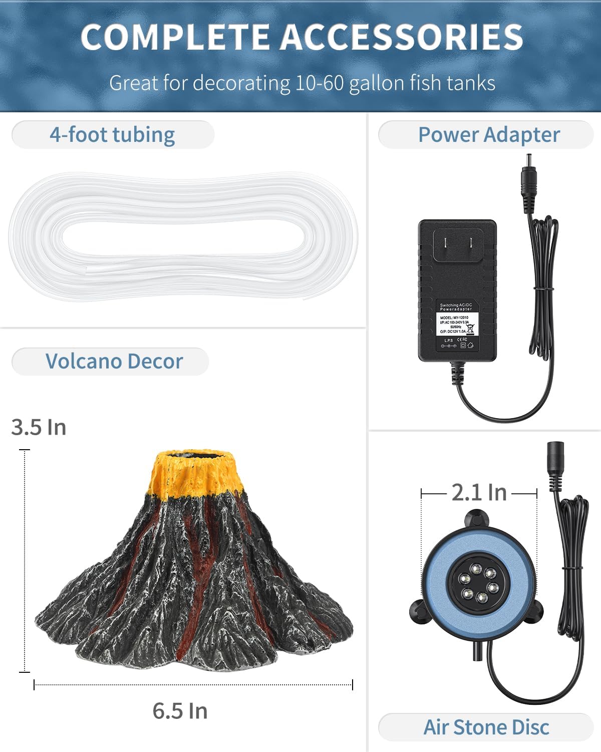 Top view of Uniclife aquarium volcano air stone disc
