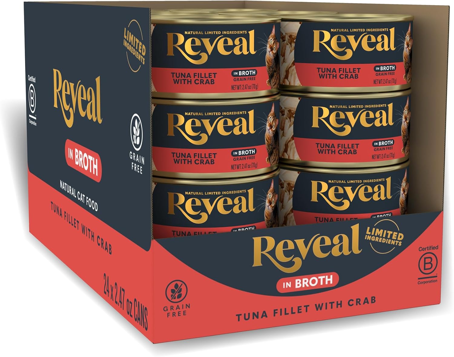 Reveal Natural Wet Cat Food, 24 Count, Grain Free, Limited Ingredient Canned Food for Cats, Tuna Fillet in Broth, 2.47 oz Cans - Image 13
