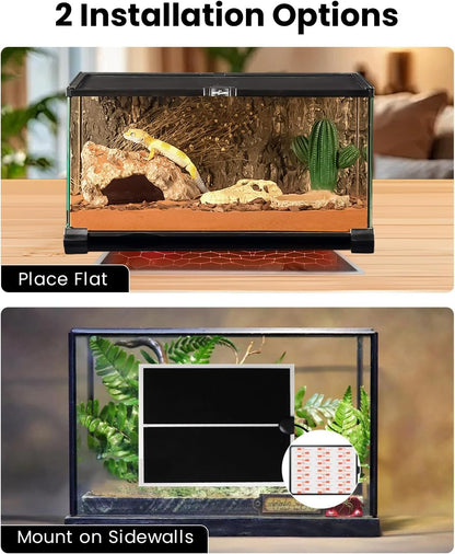 Side view of MQ 5.5 x 6 inch reptile tank heater