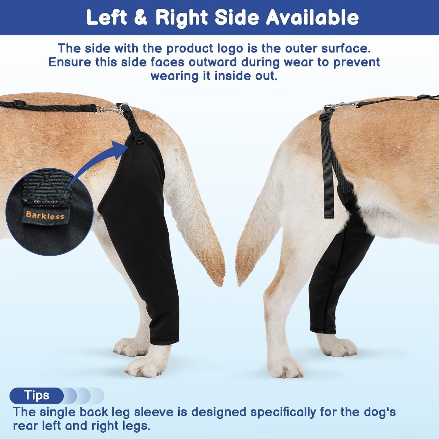 Quick release buckle feature on imported comfortable pet recovery sleeve.
