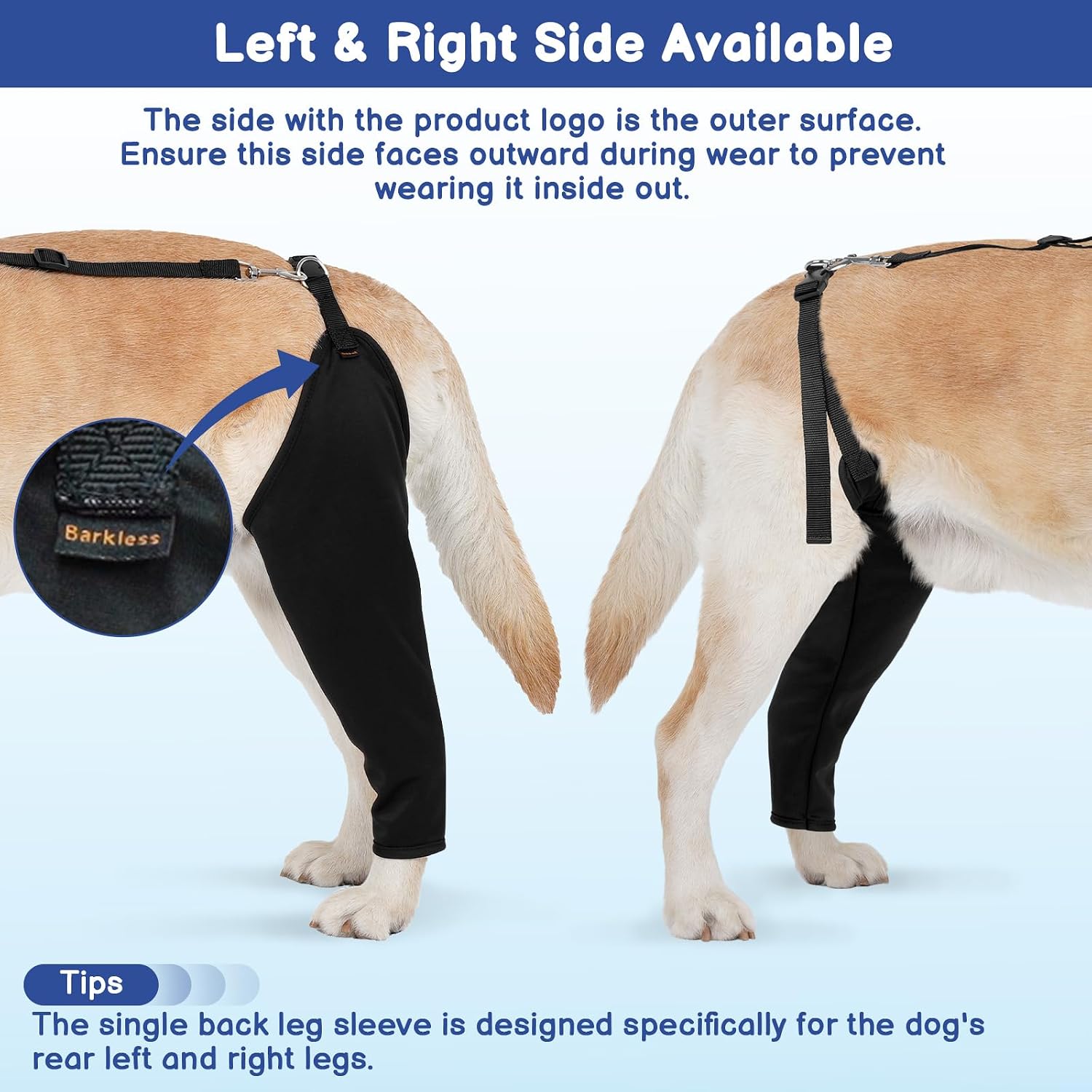 Quick release buckle feature on imported comfortable pet recovery sleeve.