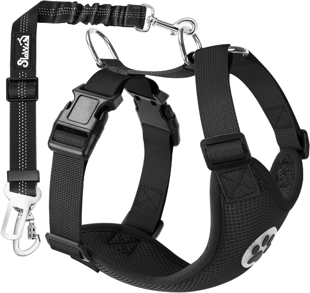 SlowTon dog car harness and seatbelt set front view