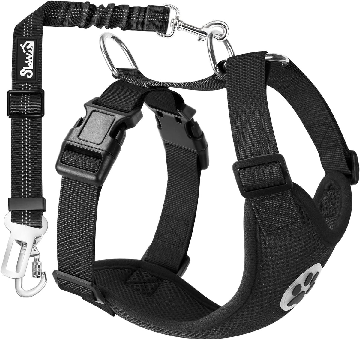 SlowTon dog car harness and seatbelt set front view