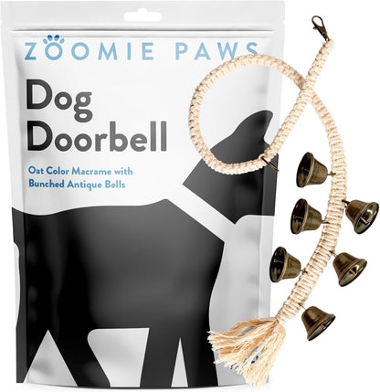 Lifestyle shot of Zoomie Paws potty training bell on door