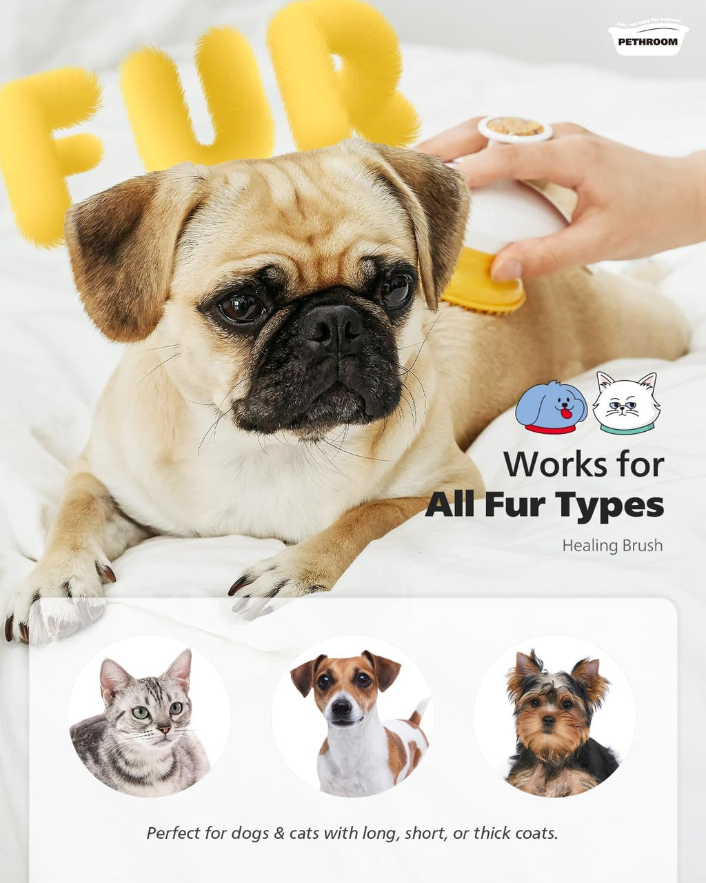 Pethroom grooming tool for cats dogs and rabbits