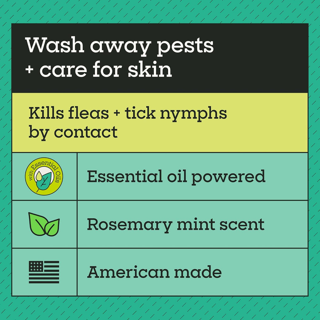 Natural flea and tick treatment for dogs being applied to a wet canine coat