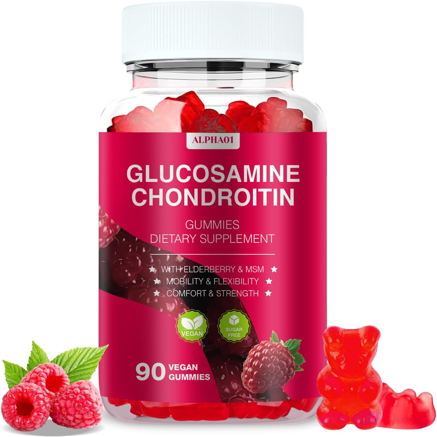 Zetelixia Glucosamine Chondroitin Gummies front view for joint health