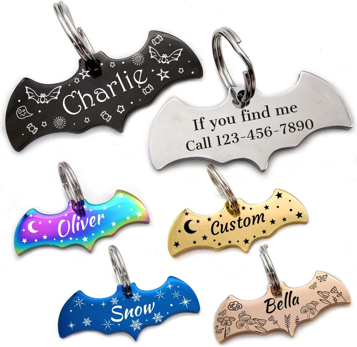 Stainless Steel Cat ID Tag Personalized Pet Tags with up to 4 Lines of Custom Text, Small Pet Mini Dog Cat Tag Lightweight, Engraved on Both Sides, Multiple Patterns Colors Size Options (cat) - Image 11