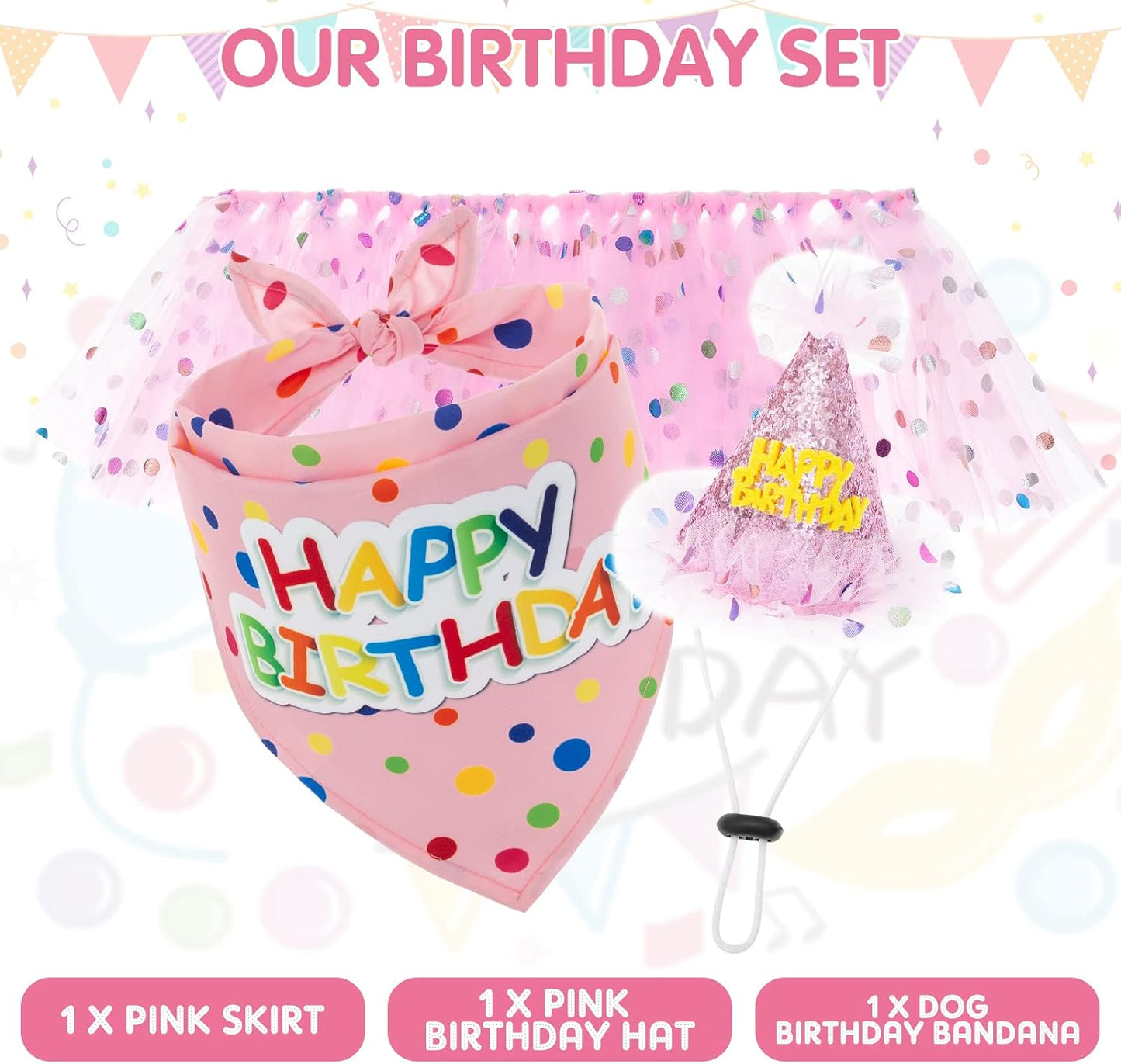 Imported SCENEREAL pet birthday supplies and festive garments for female dogs