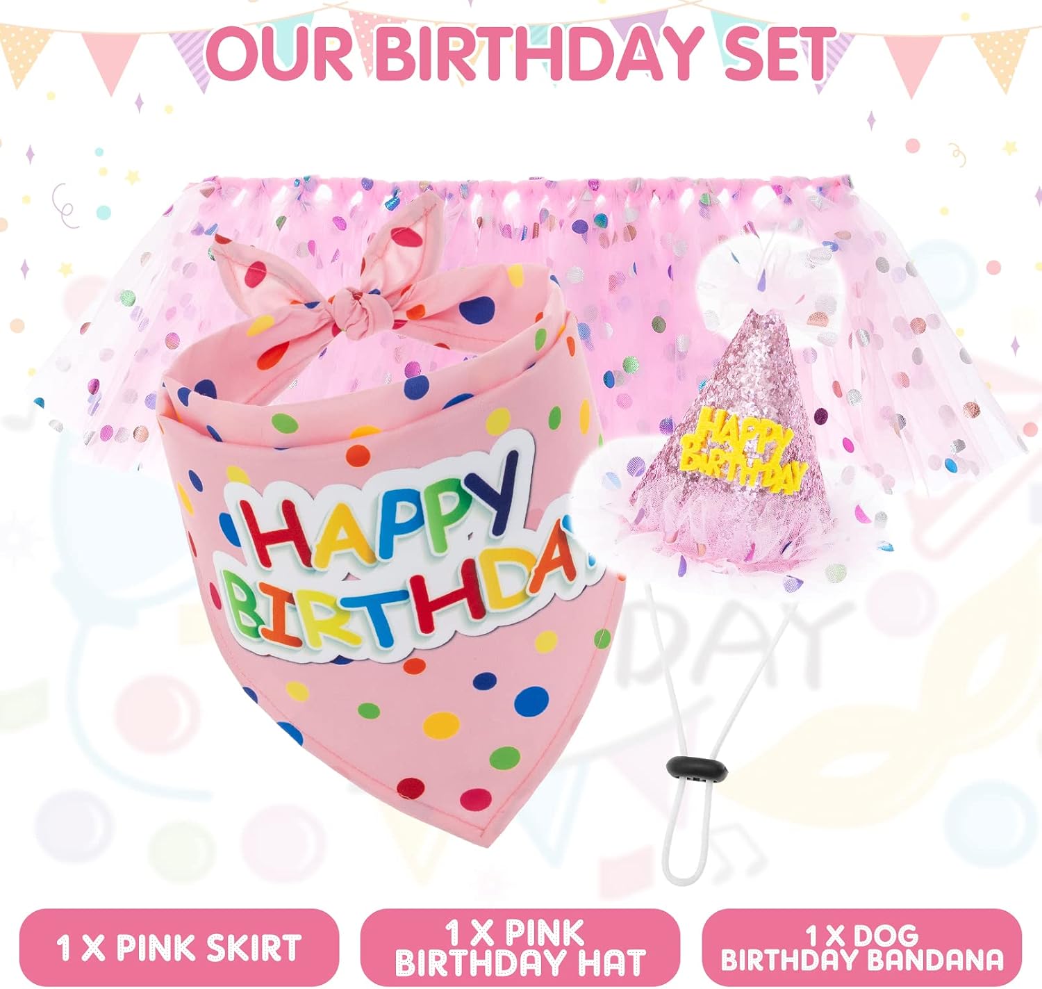 Imported SCENEREAL pet birthday supplies and festive garments for female dogs