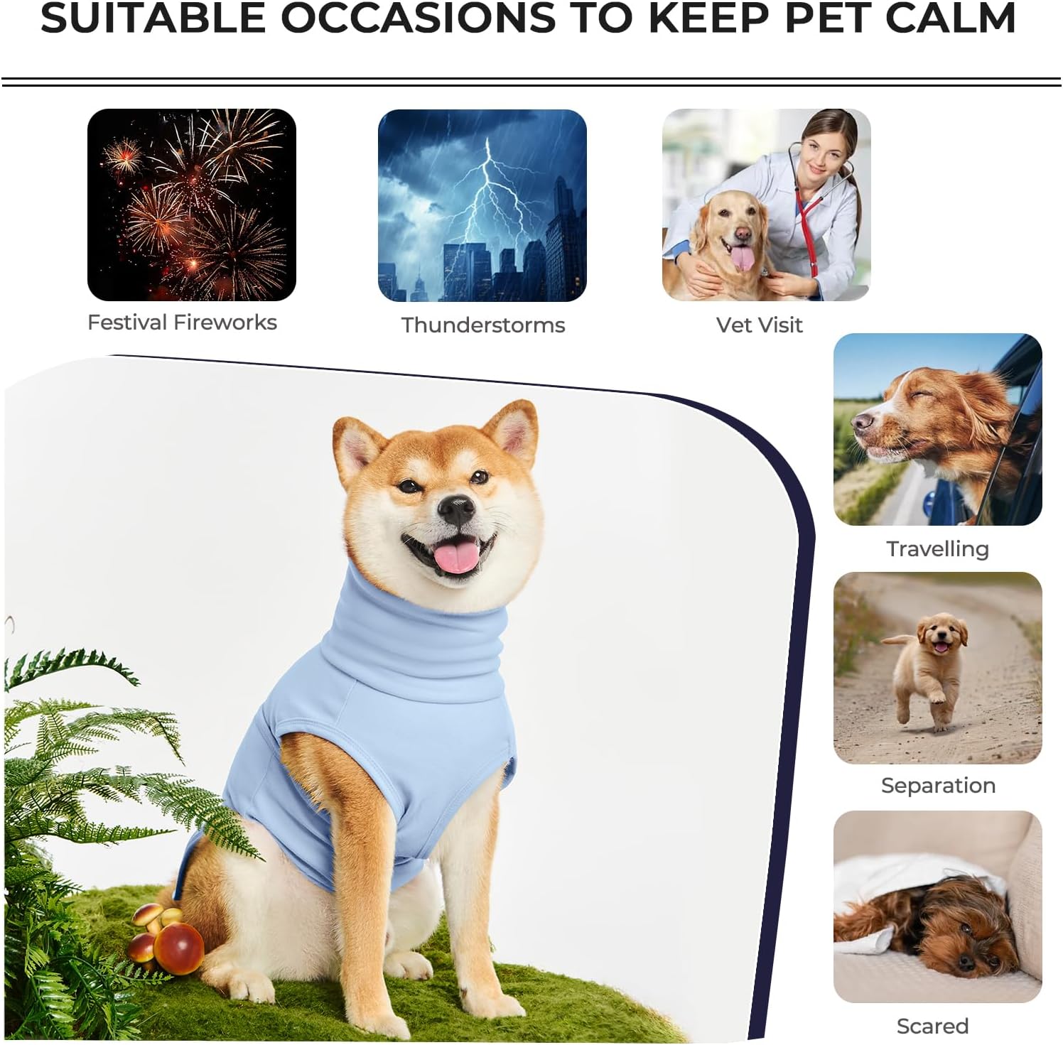 Haloumoning pet hoodie with turtleneck for dog noise dampening