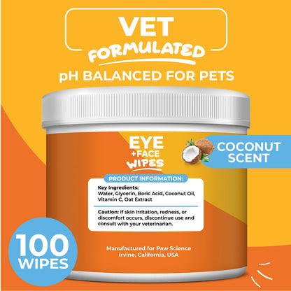 Gentle dog eye wipes for tear stains showing the pre-moistened cloth texture.