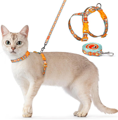 Dooradar Cat Harness and Leash, Escape Proof Adjustable Kitten Vest, Lightweight Soft Pet Straps, Easy Wearing for Small Medium Kitty Safe Walking Travel Control, Orange & Black, S - Image 11