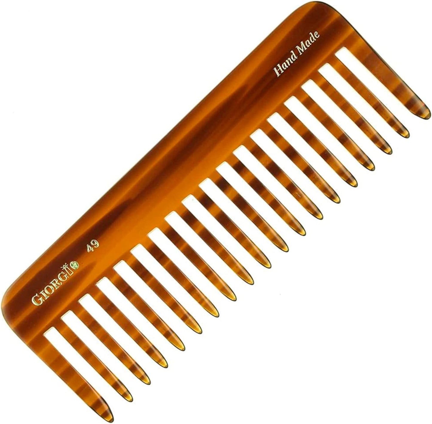 Giorgio G49 large detangling comb front view showcasing tortoiseshell design