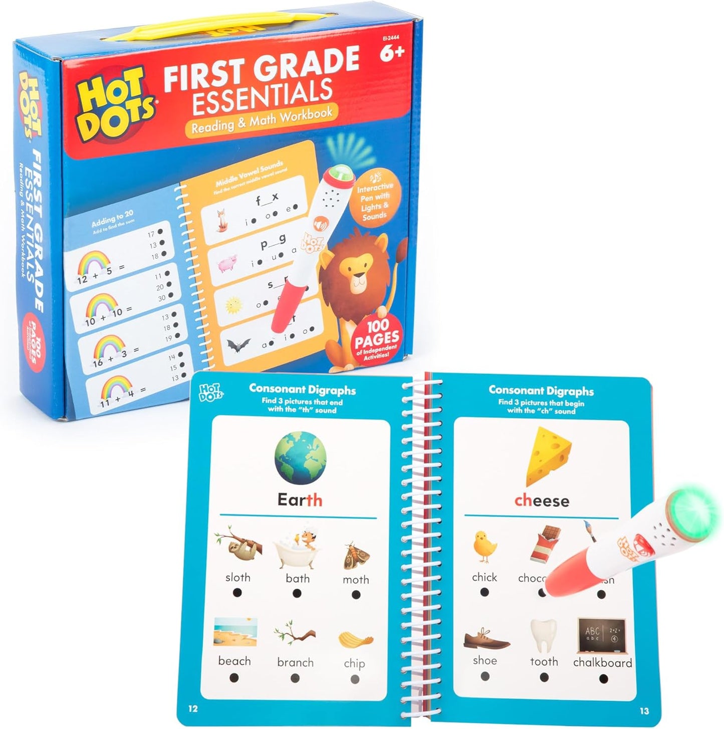 Educational Insights Hot Dots First Grade Essentials workbook cover and interactive pen