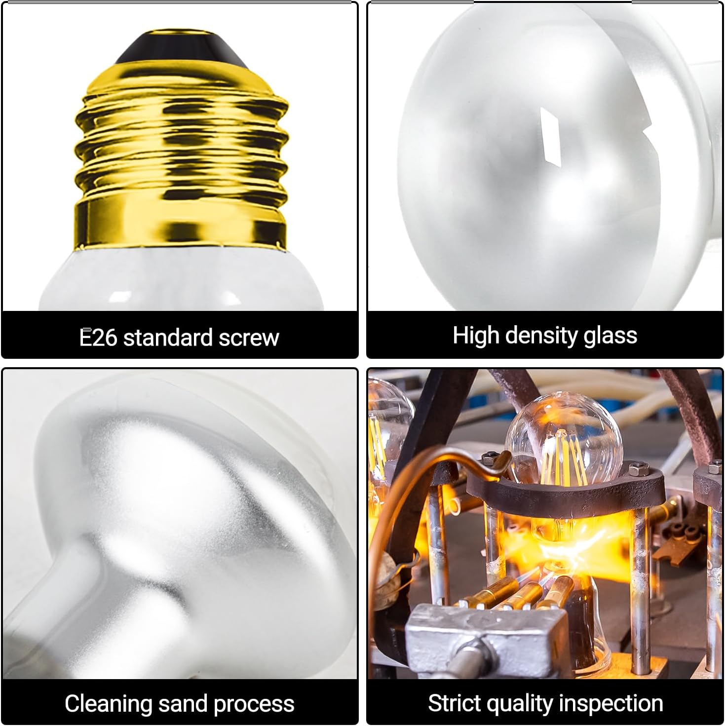 Standard E26 screw base connection on the imported reptile basking heat lamp.