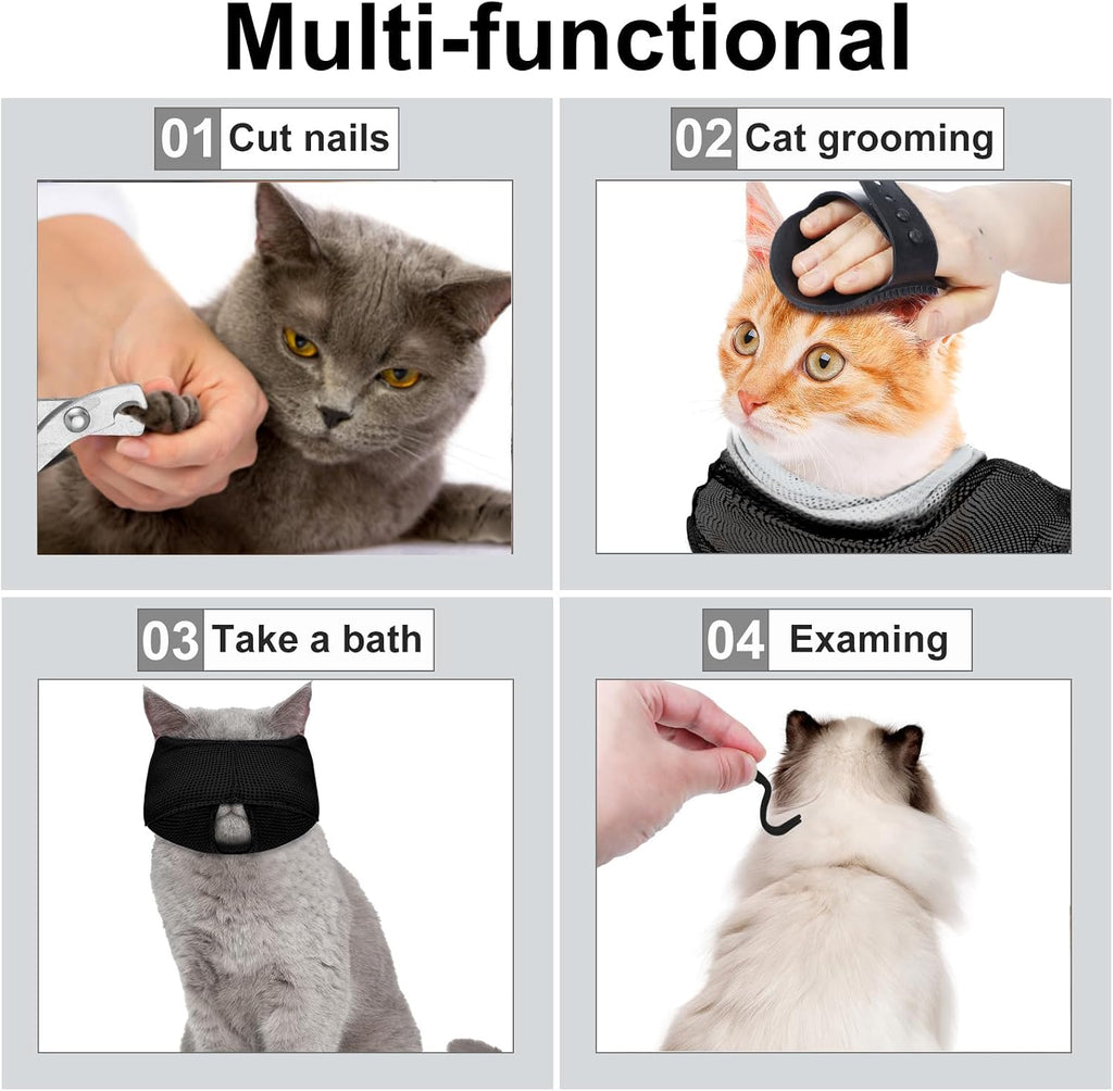 Cat massage bath brush and steel hair comb for grooming sensitive pet coats
